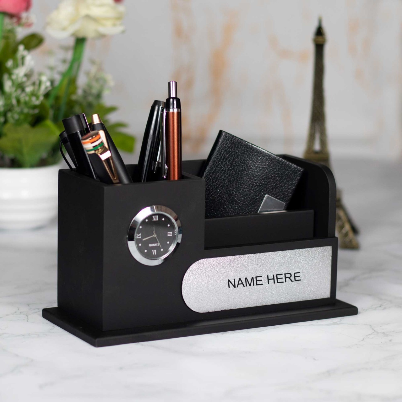 Table stand with watch and card holder