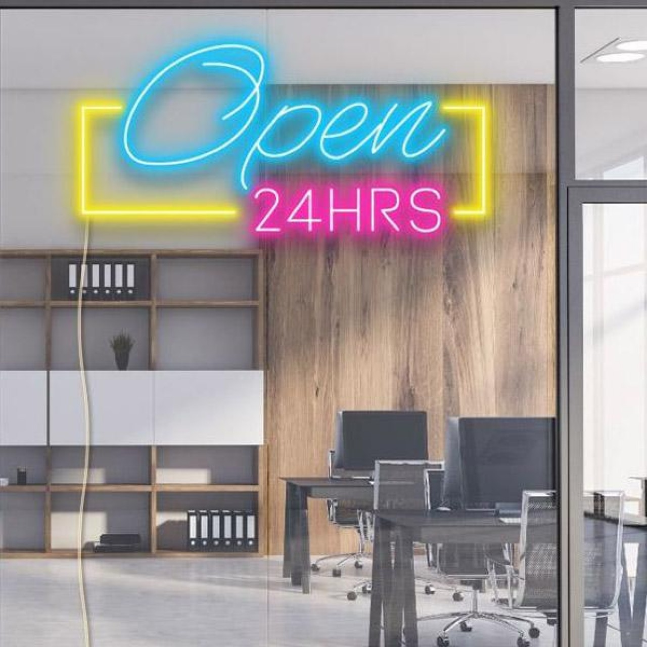 Open 24 Hrs Neon Sign Board