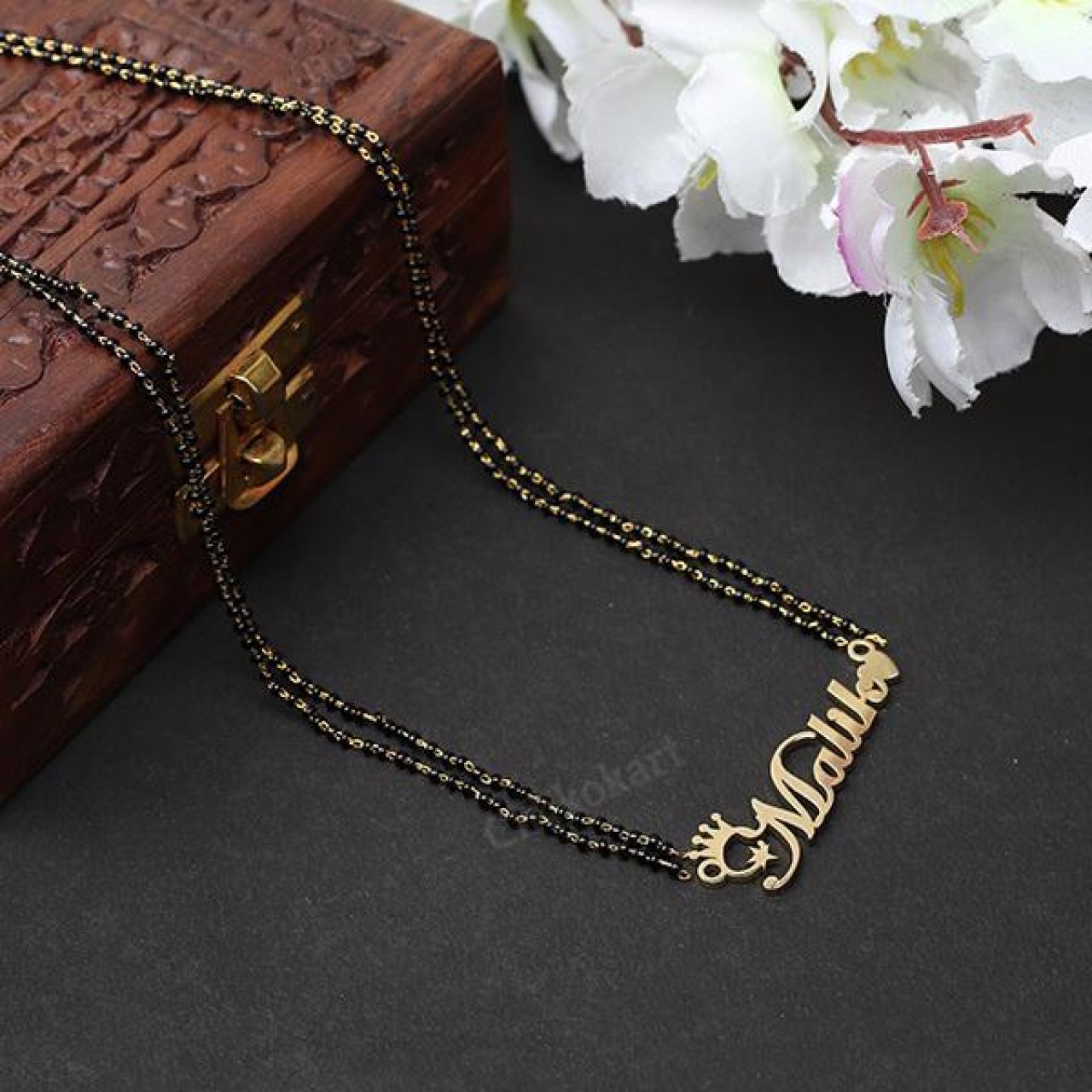 Name With Crown & Heart Necklace