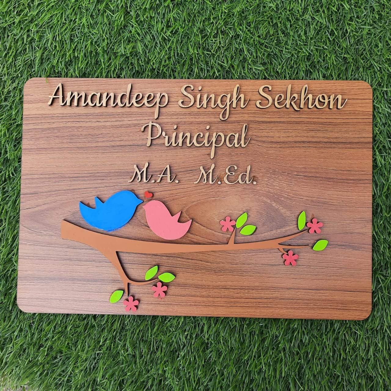 Wooden hand painted nameplate
