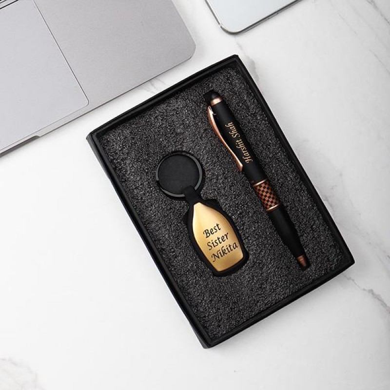 Personalized Golden pen and key chain combo