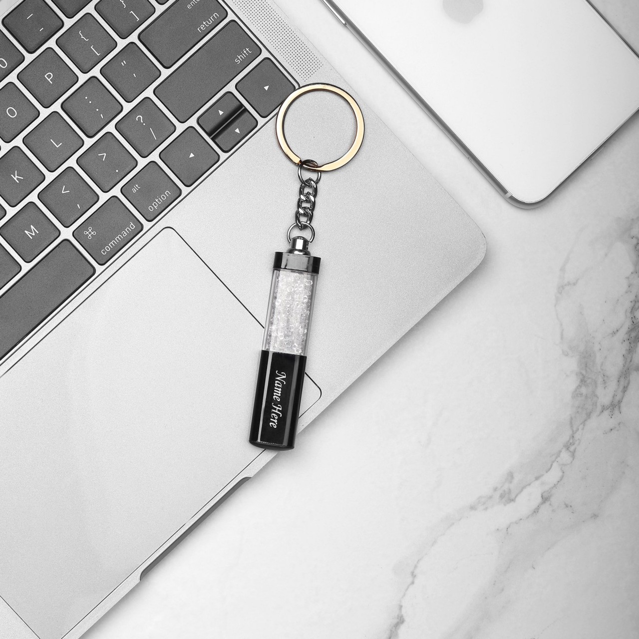 Personalized Metallic Key Chain And Pen Combo