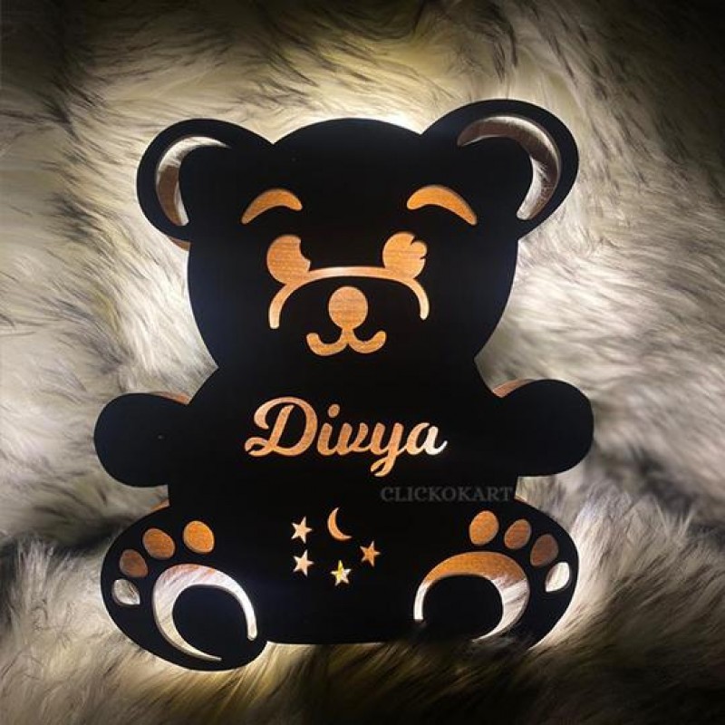 personalized wooden LED teddy