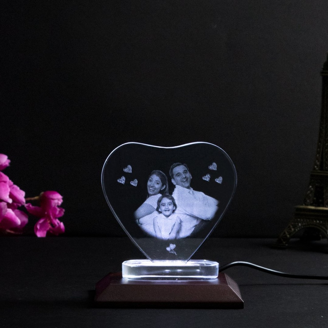 Simple heart shaped photo crystal