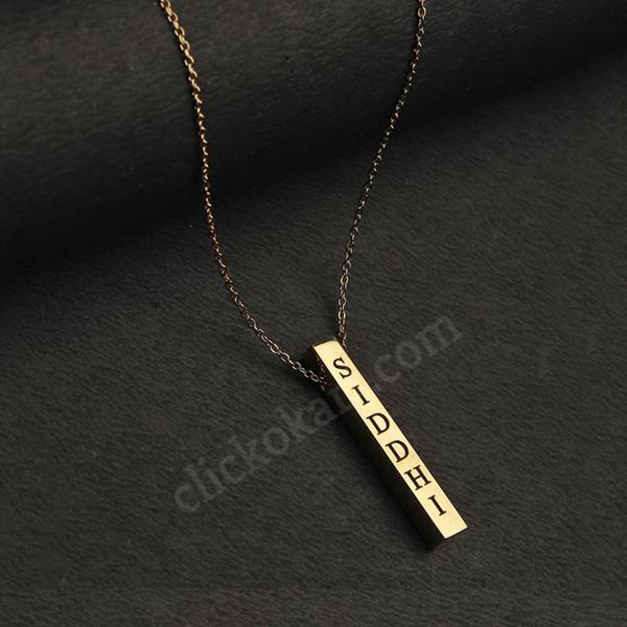 Name Engraved 3D Bar Necklace