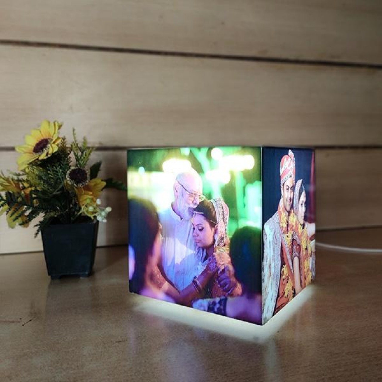 Personalized Glowing Cube Tabletop Lamp