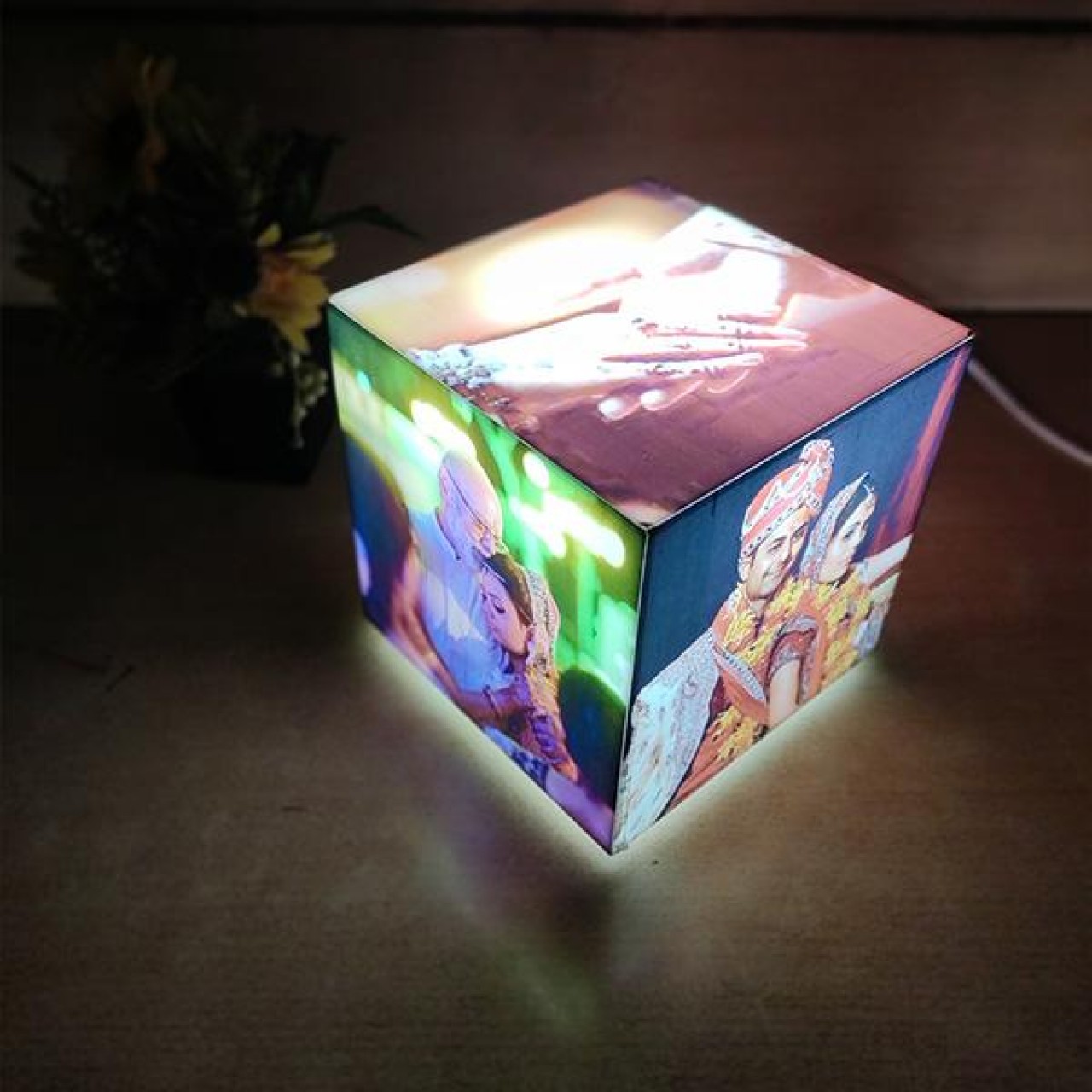 Personalized Glowing Cube Tabletop Lamp