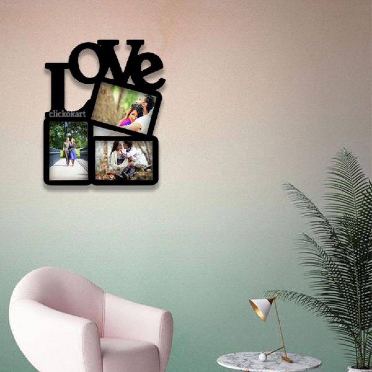 Love Wooden Collage With 3 Photos