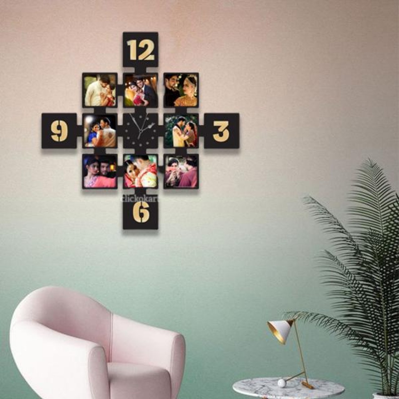 Personalized Wall Clock With 8 Photos