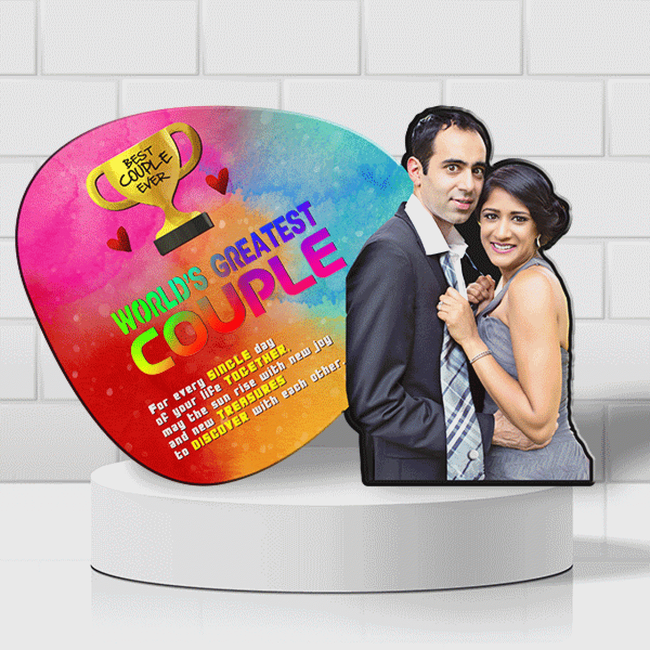 Customized Wooden Led Cut Out Best Couple