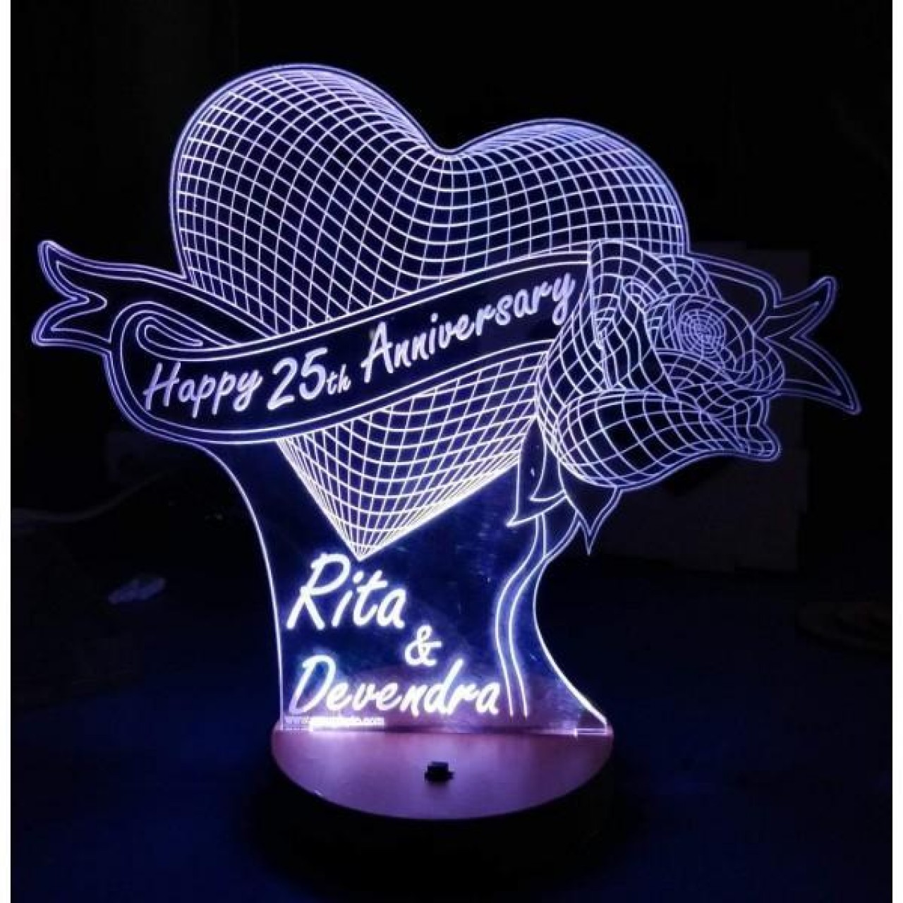 Happy 25th Anniversary 3D Acrylic Lamp