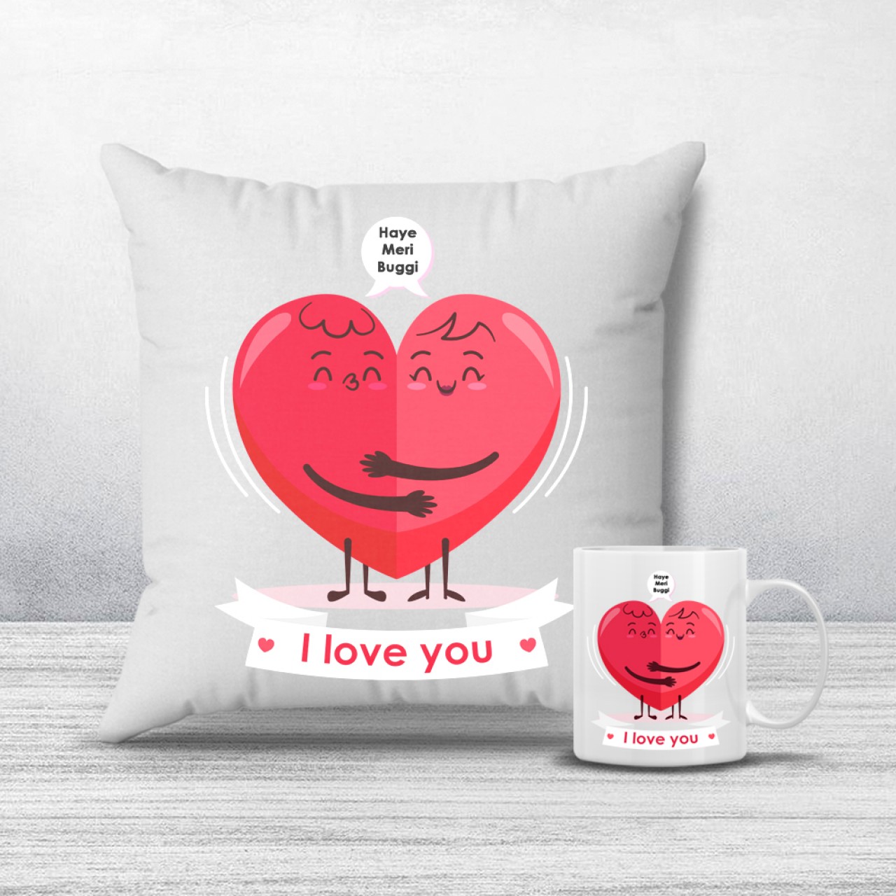 Cushion mug combo: Heart's hug