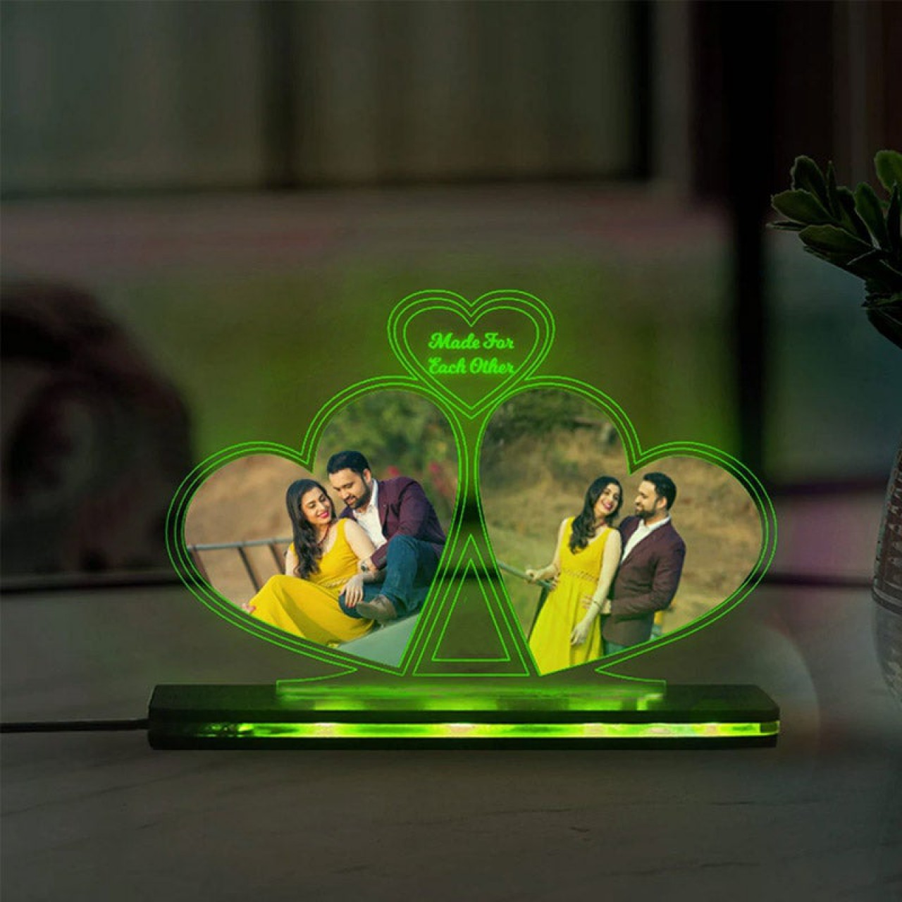 2 Hearts acrylic 3D lamp