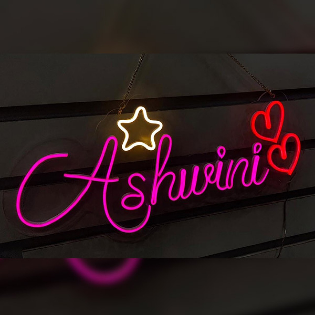 Neon name light board with star & hearts