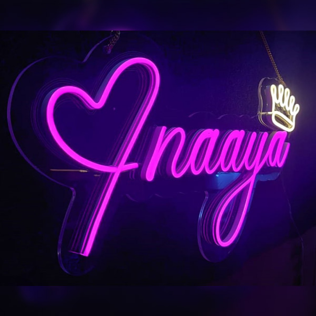 Name neon light with crown & heart