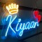 Personalised name neon light with crown & 2 hearts