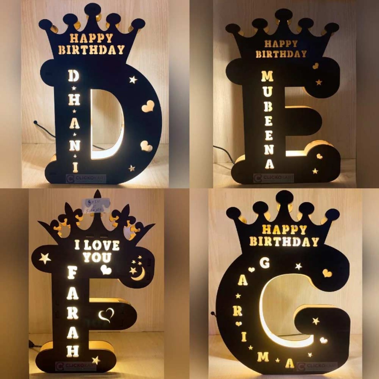 A To Z Wooden Led Name Board