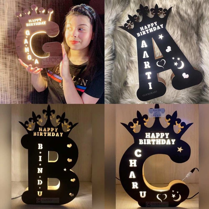 A To Z Wooden Led Name Board