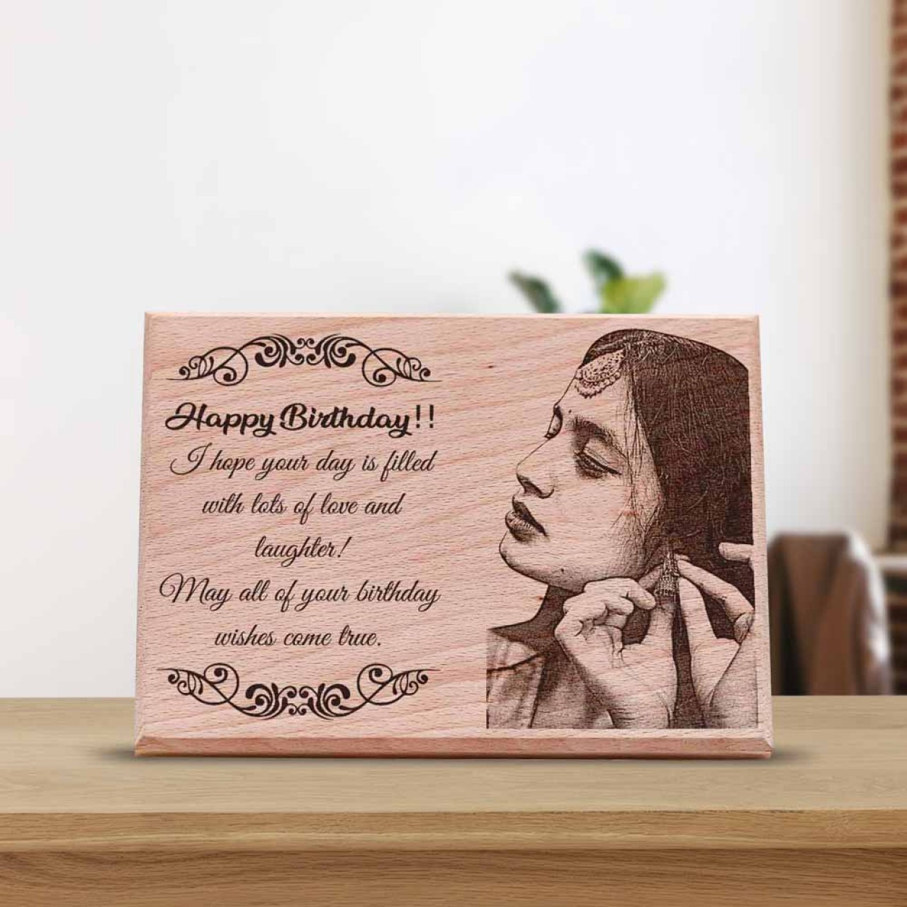 Birthday engrave wooden frame