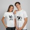 Mr. Lazy & Ms. Crazy Panda Cotton T-Shirts For Couple