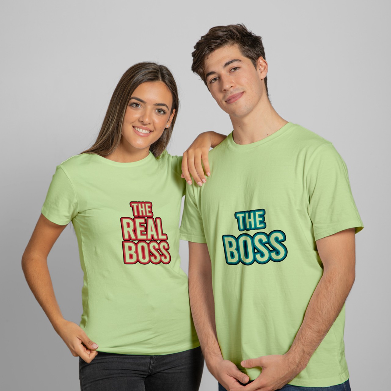 The Real Boss Cotton T-Shirts For Couples