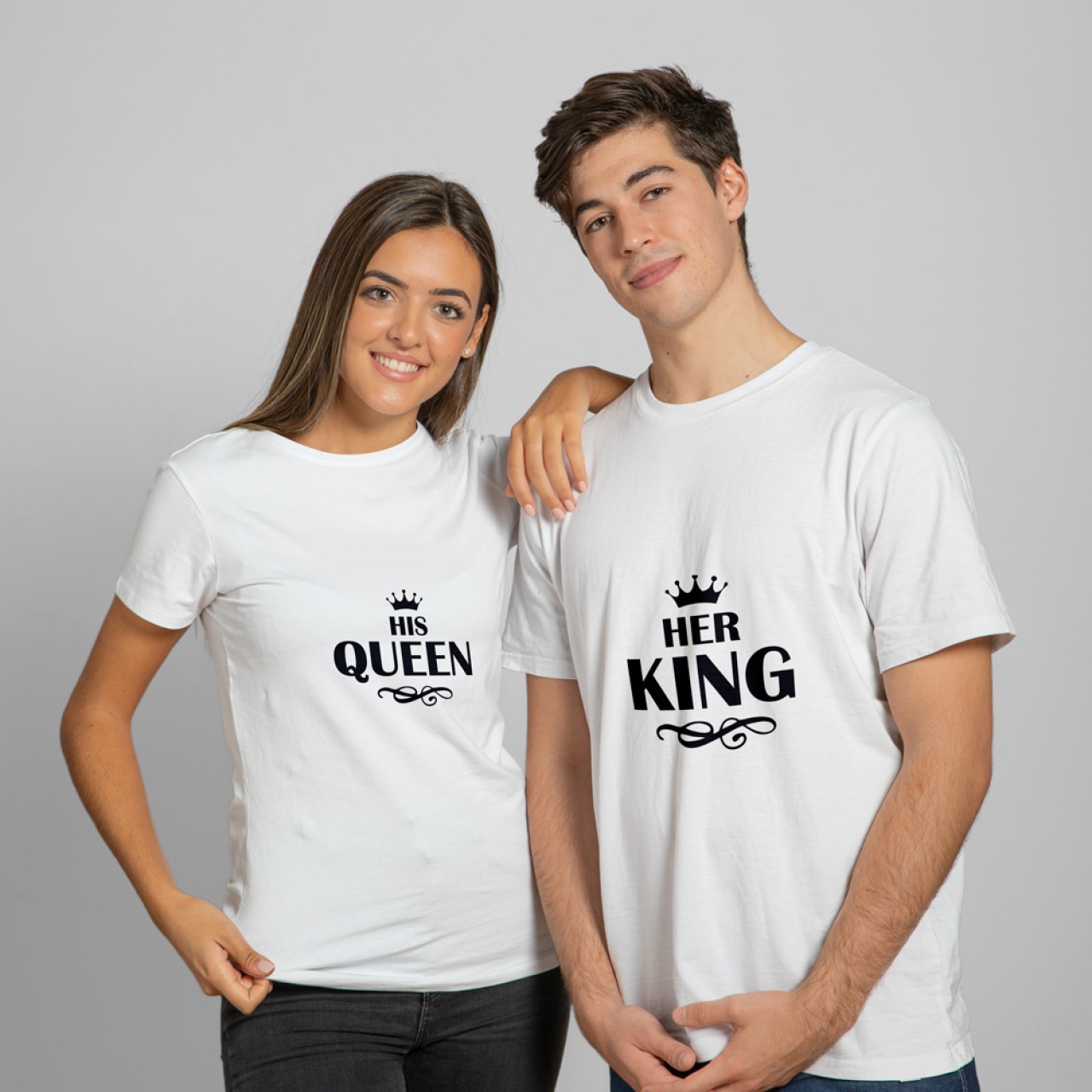 The King & Queen Cotton T-Shirts For Couples