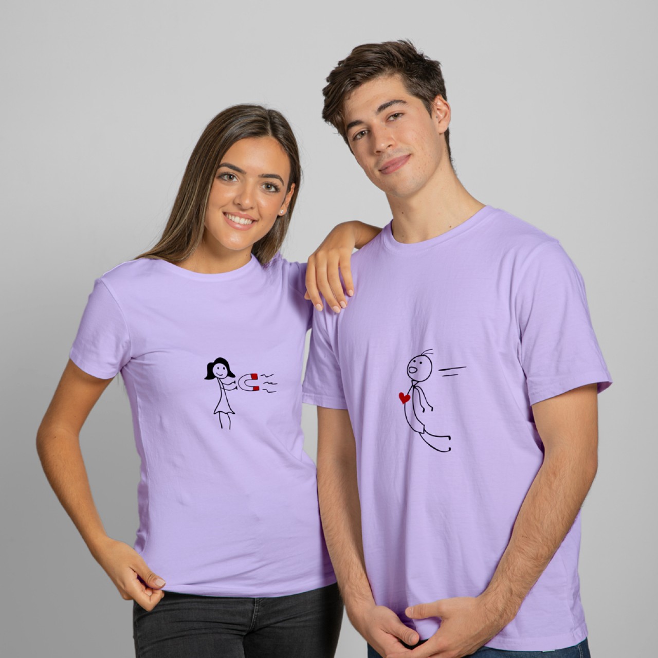 Love Magnet Cotton T-Shirts For Couples