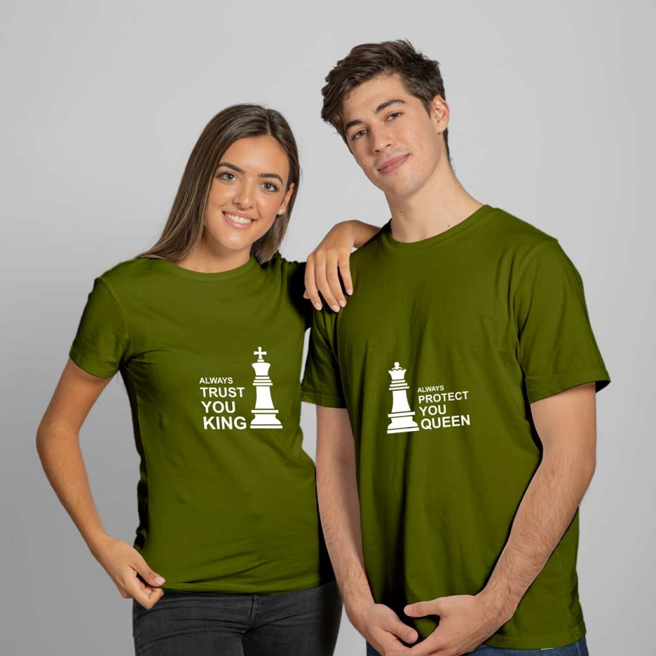 Always Trust & Protect King Queen Cotton T-Shirts For Couples