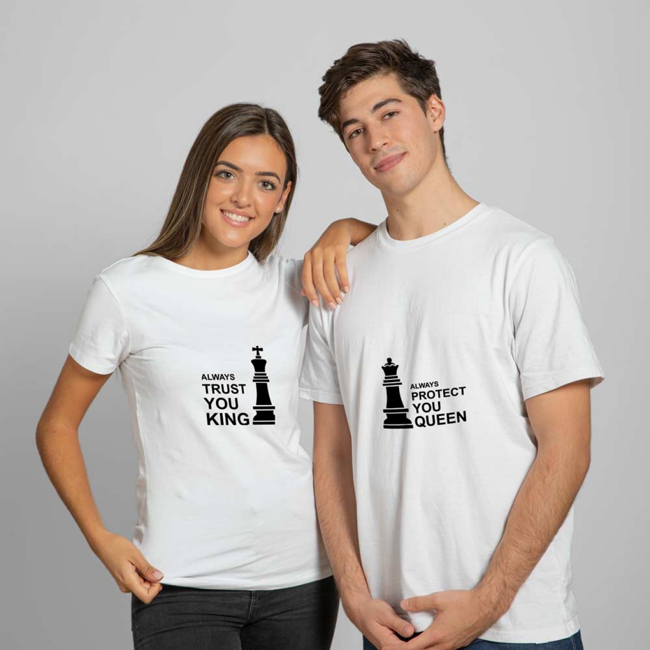 Always Trust & Protect King Queen Cotton T-Shirts For Couples