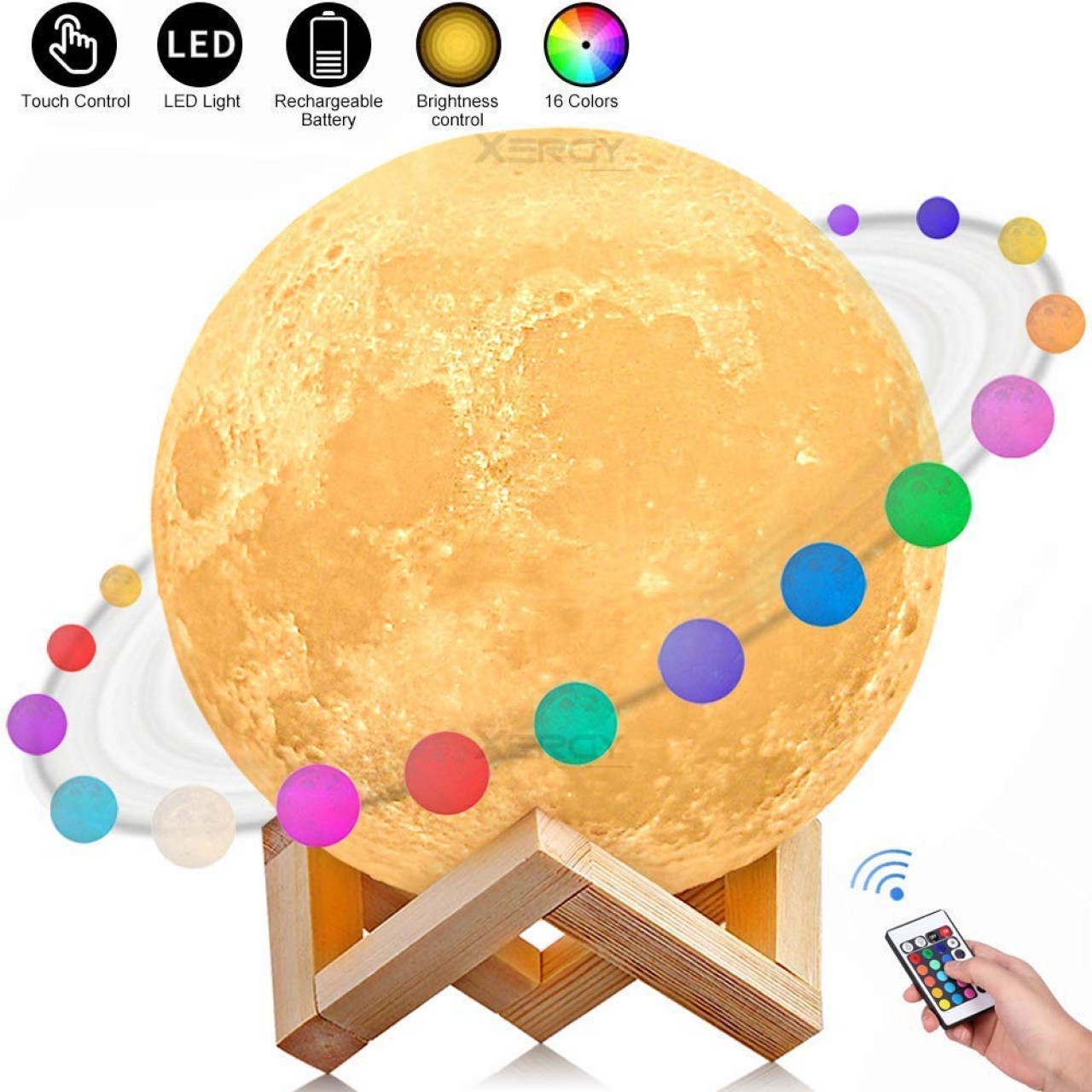 Personalised 16 Colors 3D Moon LED Lamp With Remote