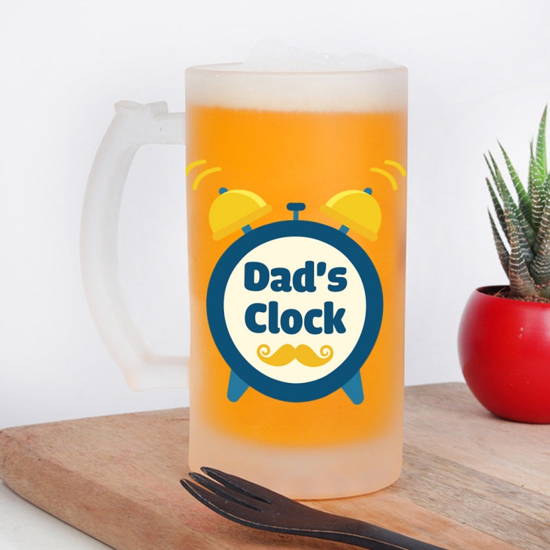 Dad's Clock Designer Frosted Beer Mug