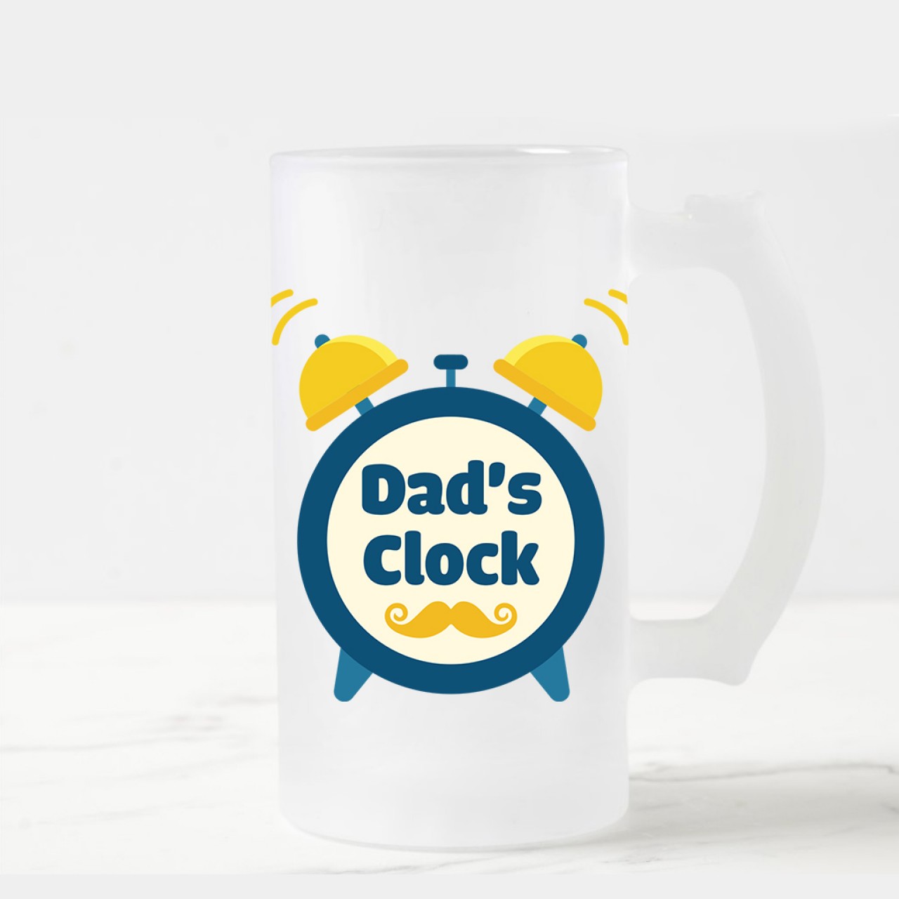 Dad's Clock Designer Frosted Beer Mug