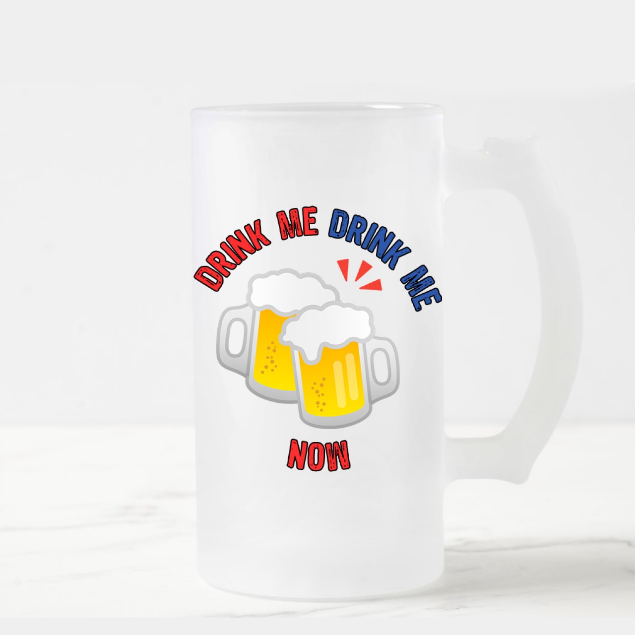 Drink Me Now Designer Frosted Beer Mug
