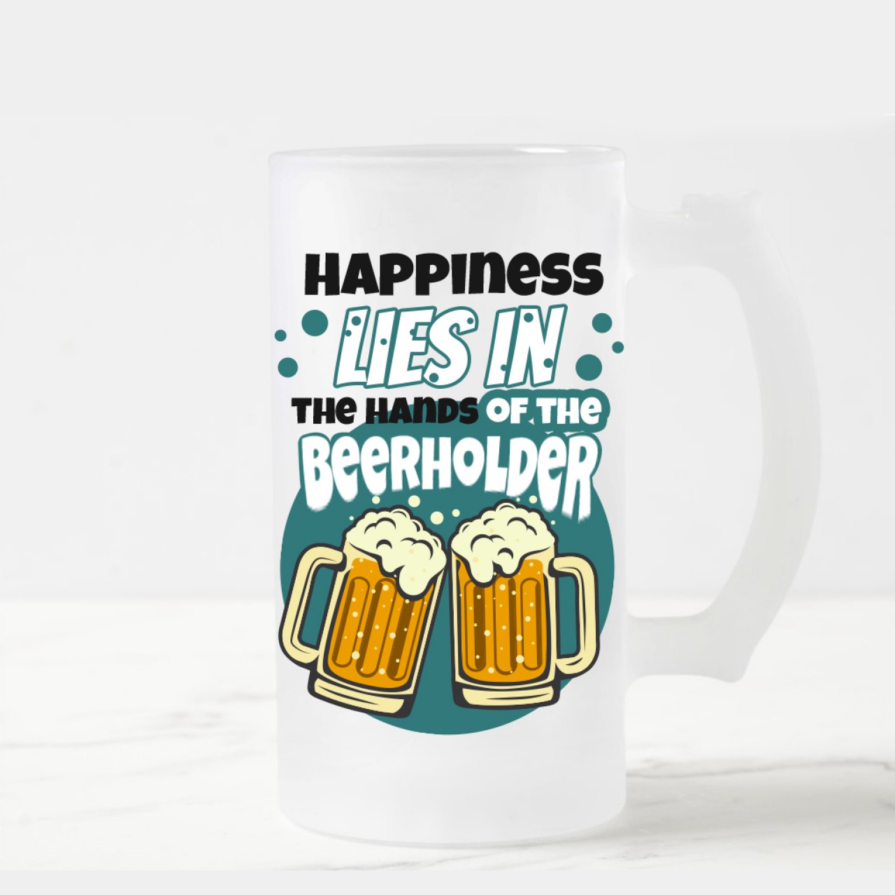 Happiness Lies In Designer Frosted Beer Mug