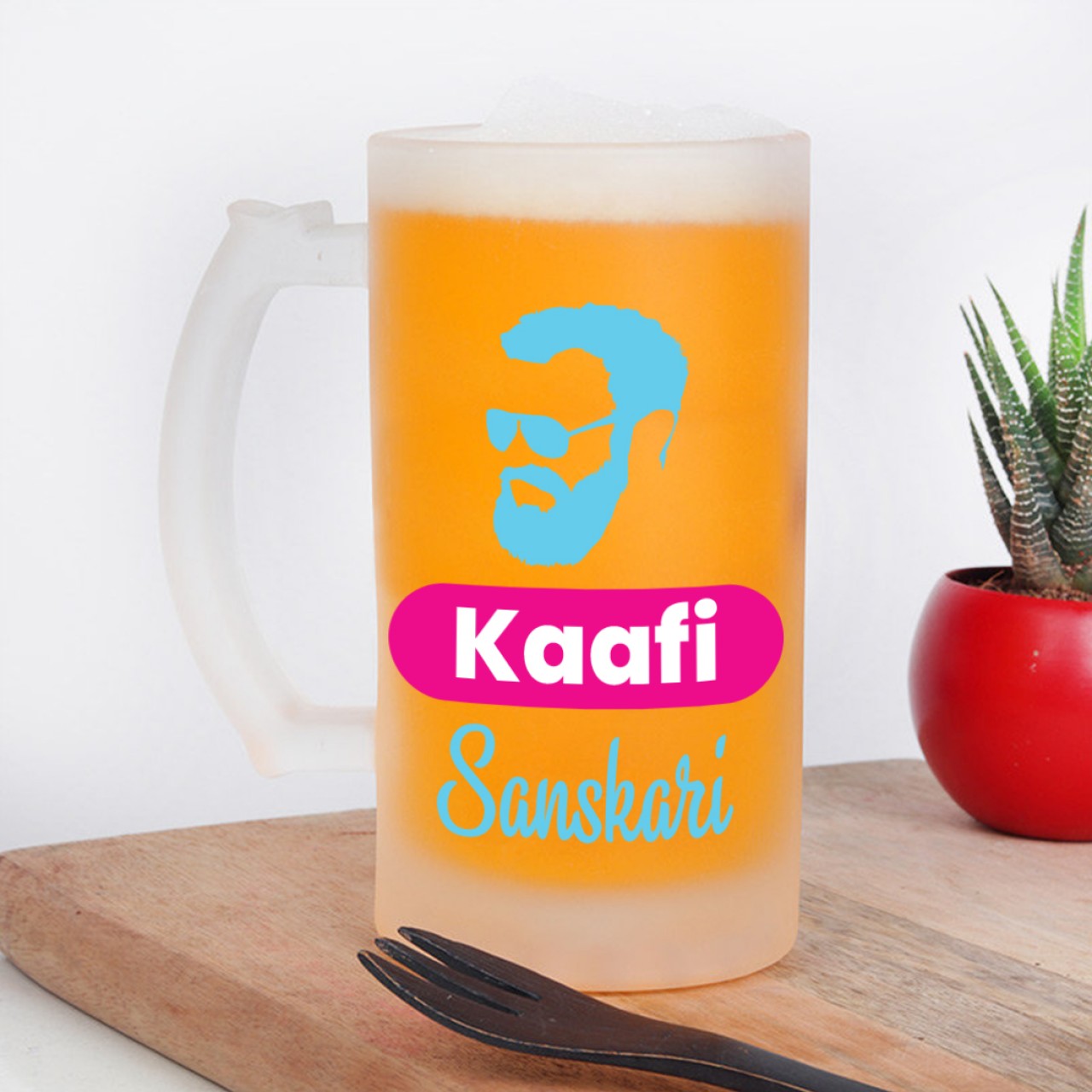 Kaafi Sanskari Designer Frosted Beer Mug