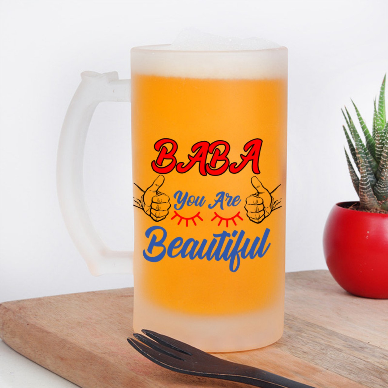 Beautiful Baba Designer Frosted Beer Mug