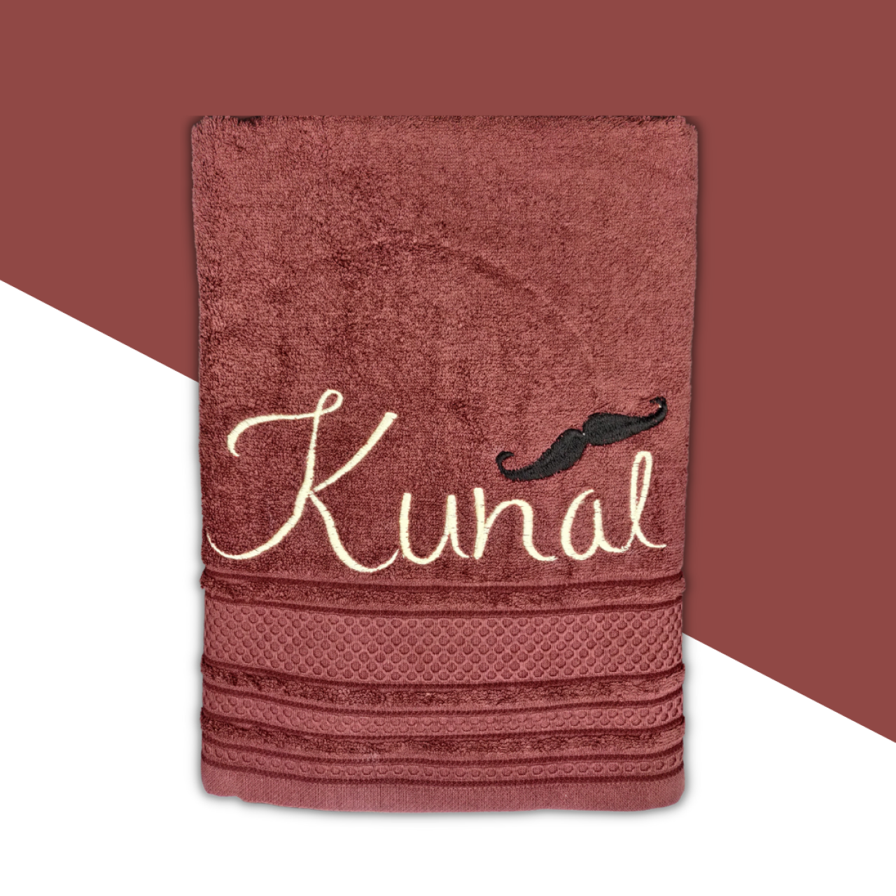 Personalized Name With Small Mustache Cotton Towel For Him
