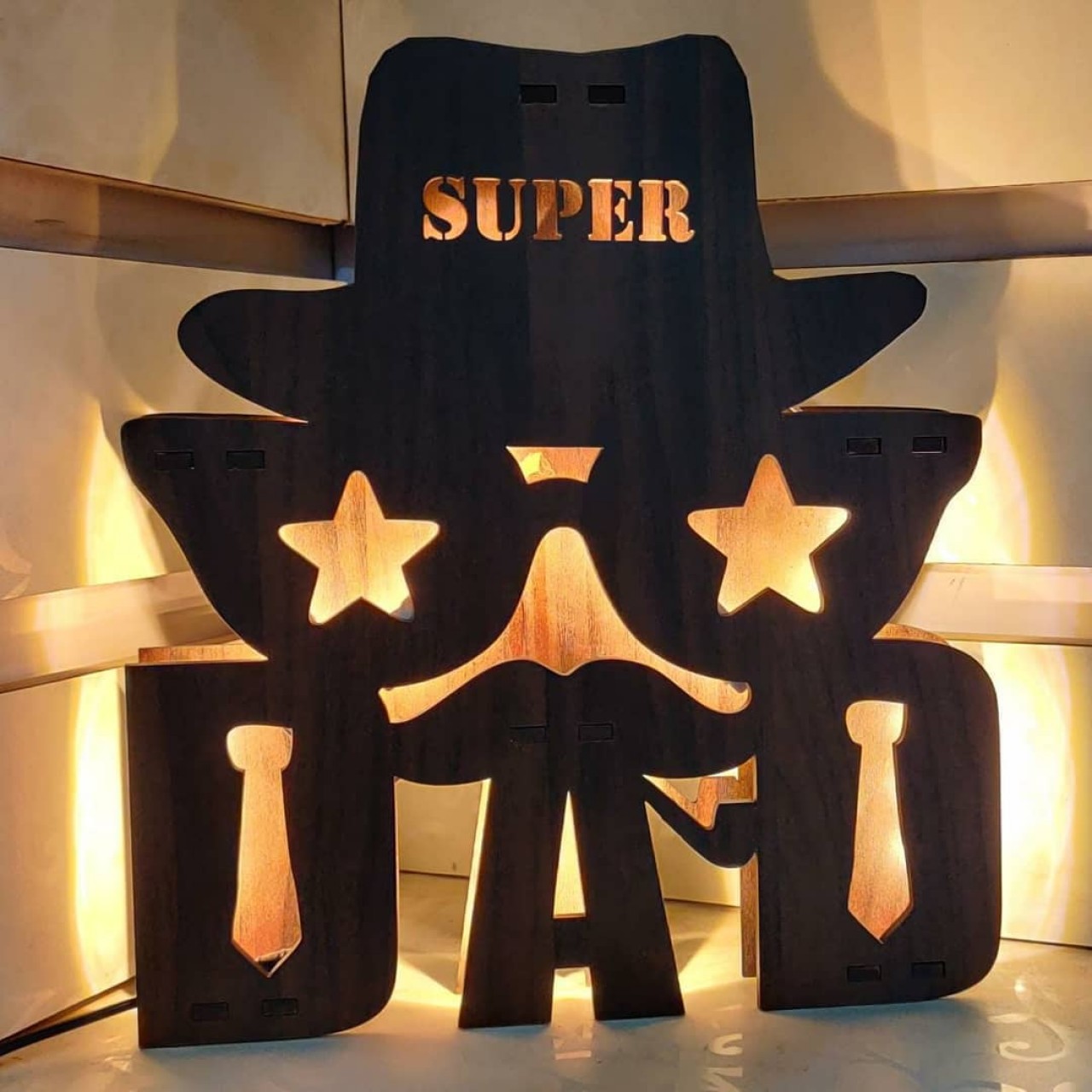 Super Dad Wooden LED Frame
