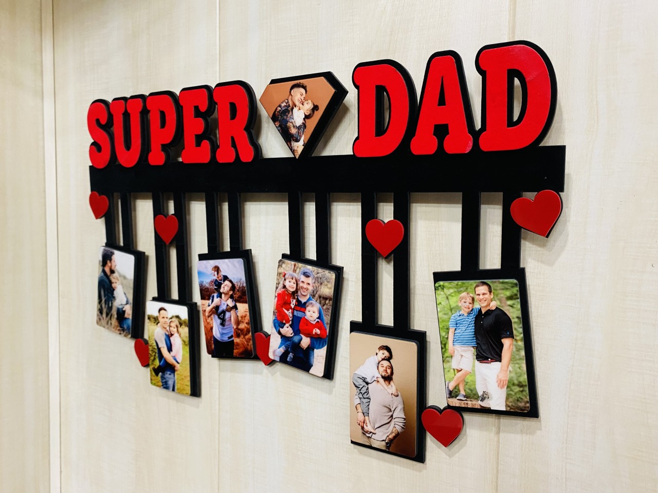 Personalized Super Dad Wooden Wall Frame