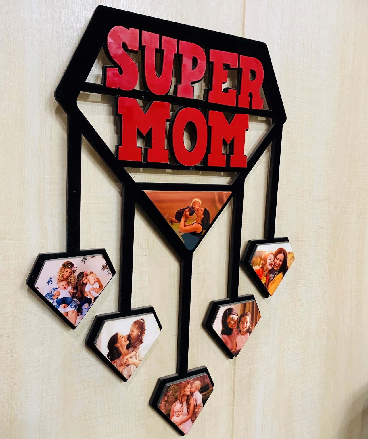 Personalized Super-Mom Wooden Wall Frame