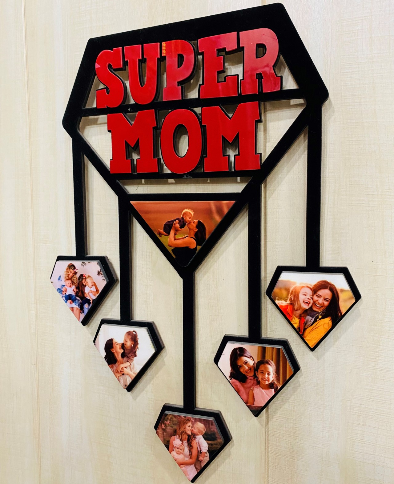 Personalized Super-Mom Wooden Wall Frame