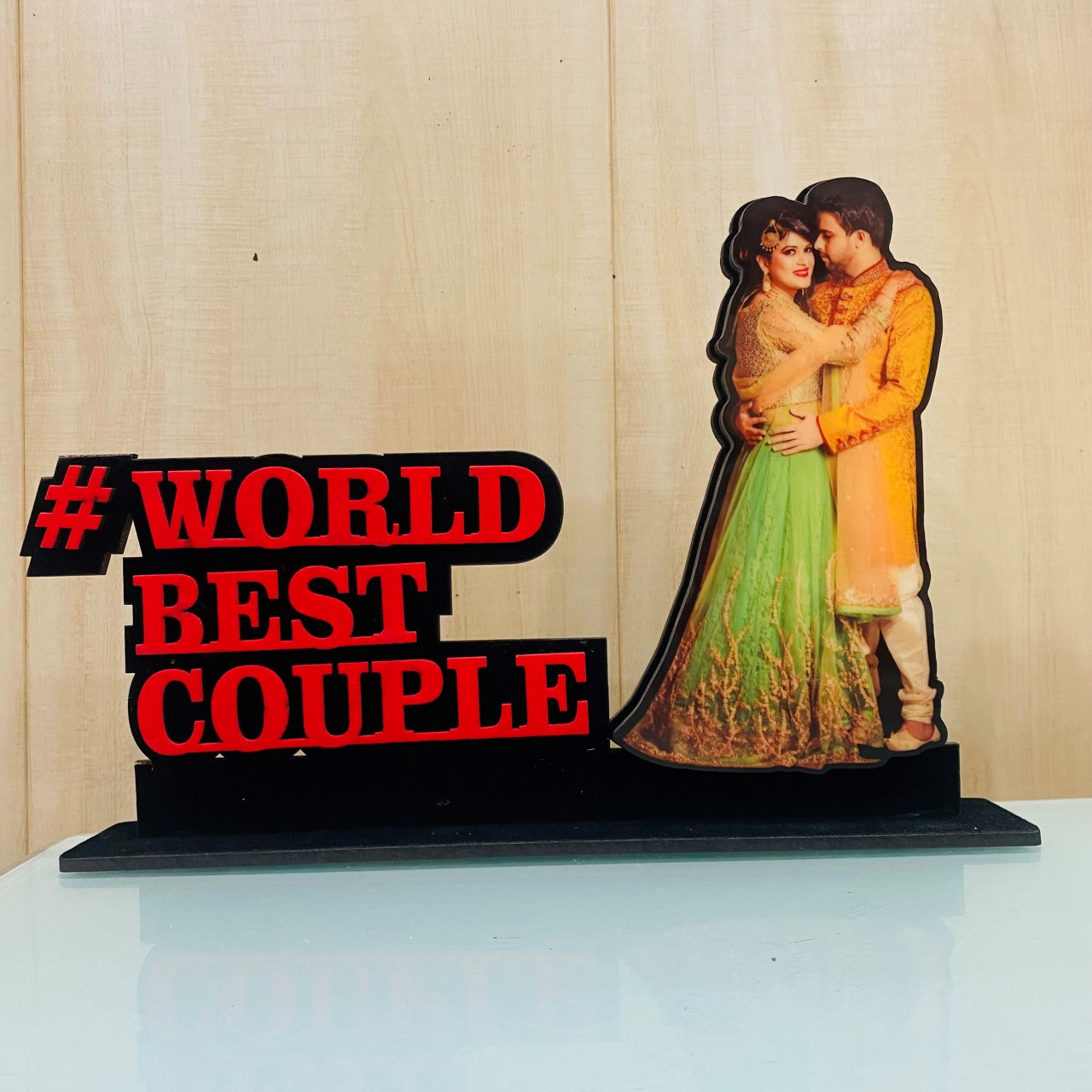 Personalized World Best Couple Wooden Table Frame