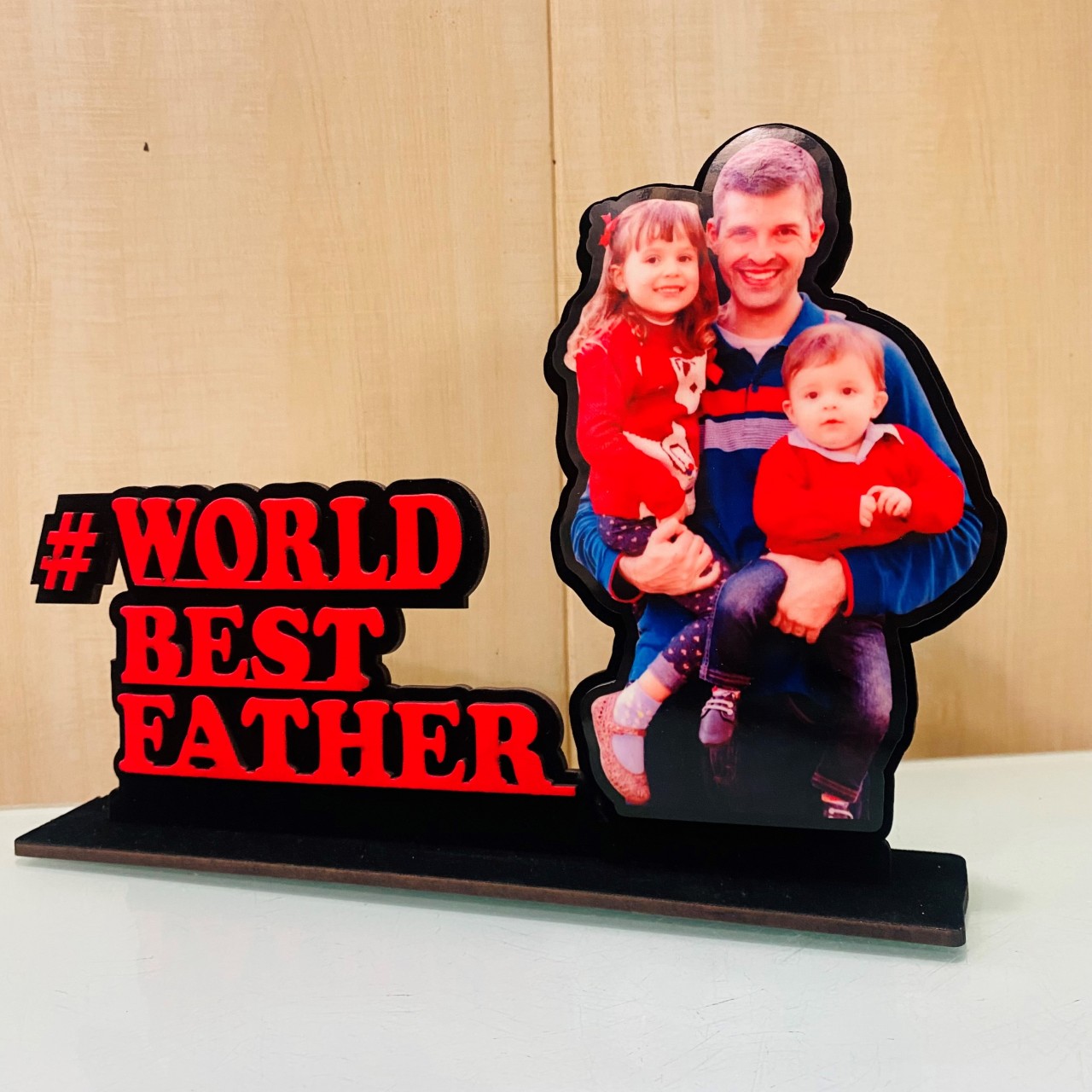 Personalized World Best Father Wooden Table Frame