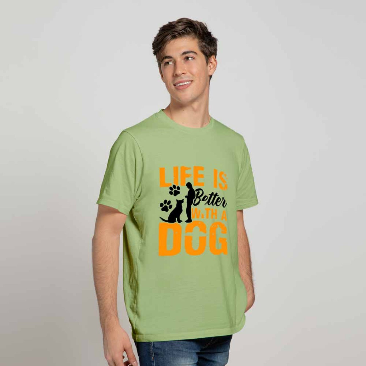 Better Life With Dog Cotton T-Shirt For Men