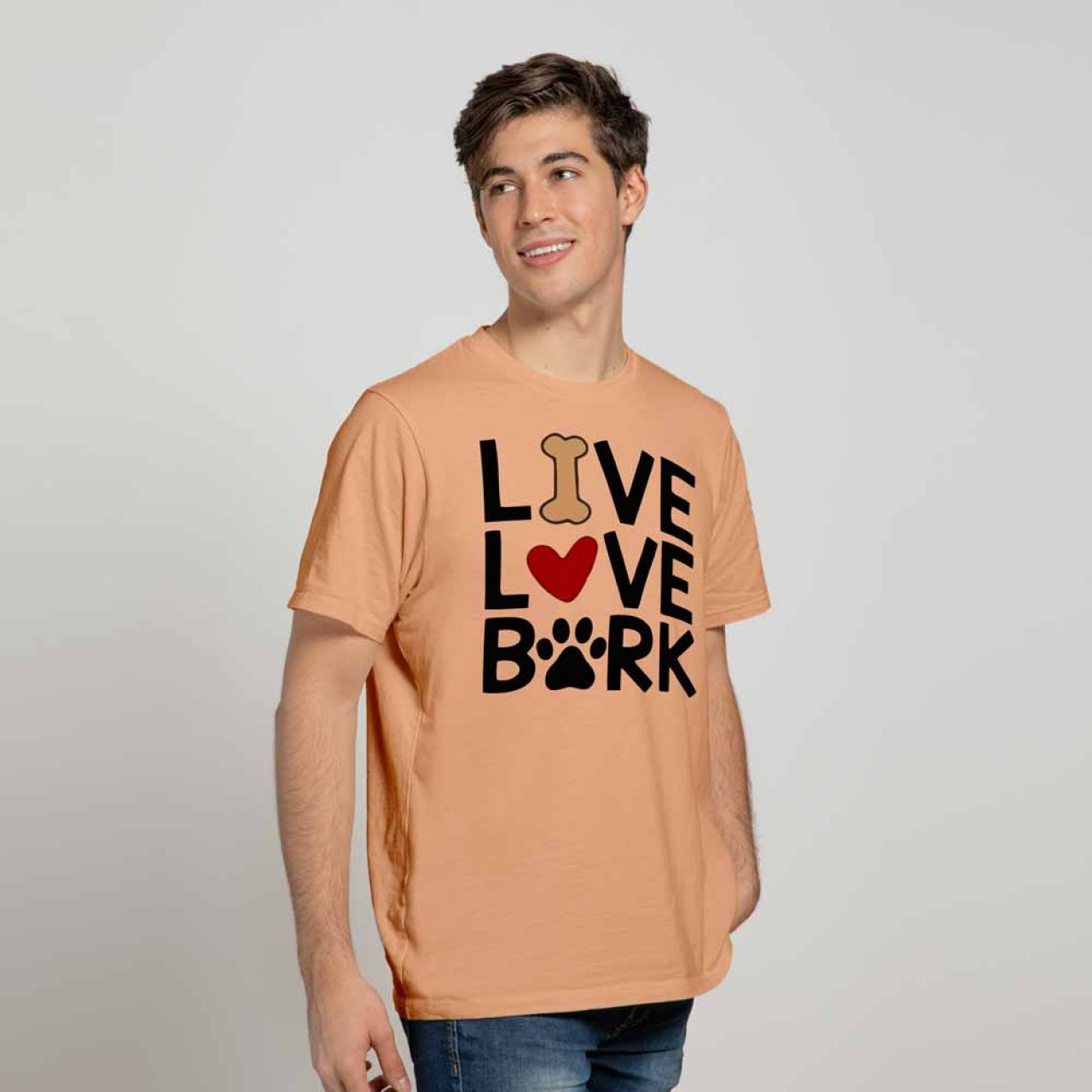 Live Love Bark Cotton T-Shirt For Men