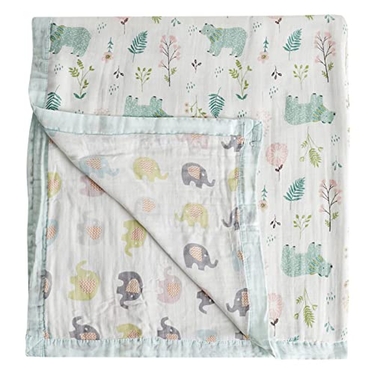 Organic Bamboo Baby Blanket | Bear-Elephant Print