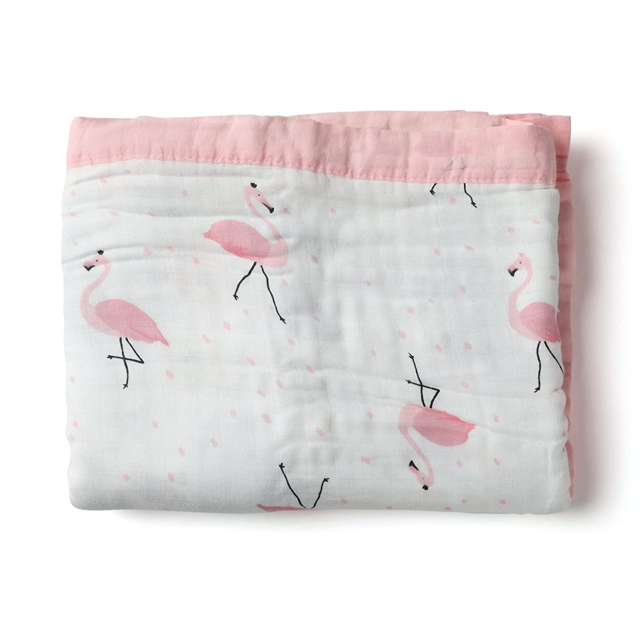 Organic Bamboo Baby Blanket | Bear-Flamingo Print