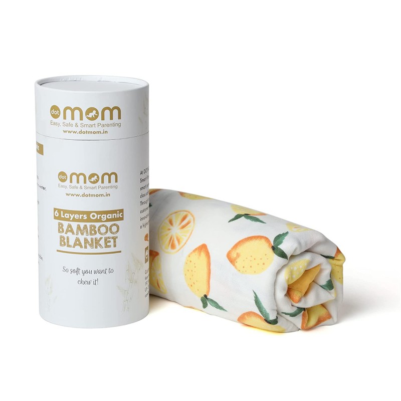 Organic Bamboo Baby Blanket | Rose-Lemon Print