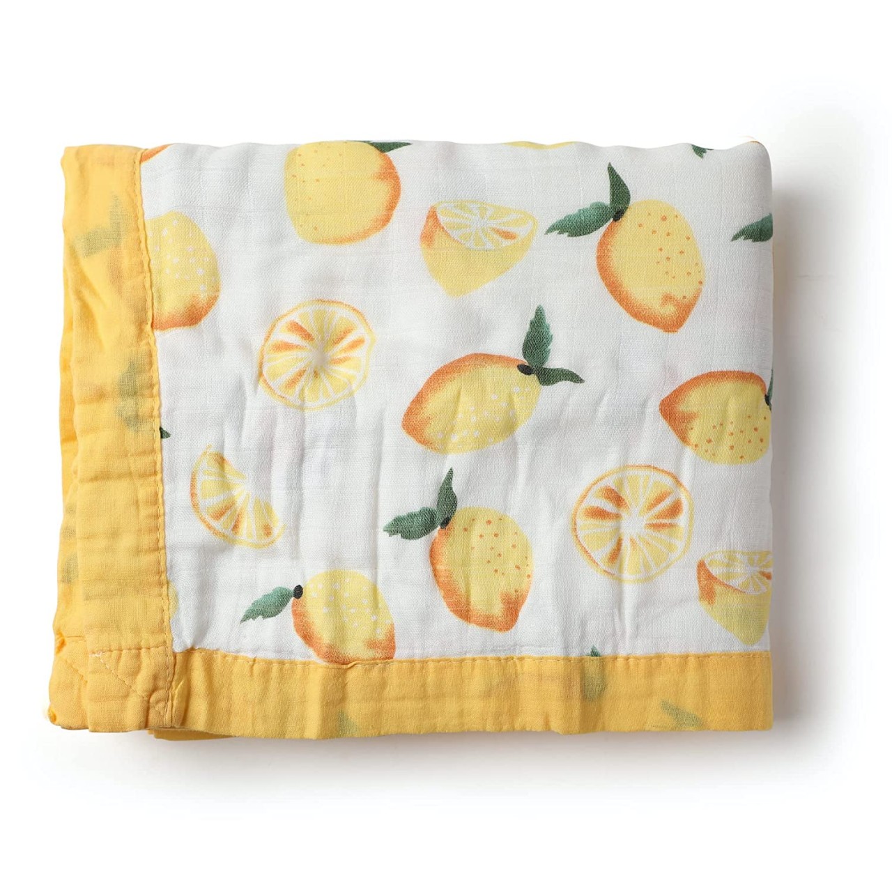 Organic Bamboo Baby Blanket | Rose-Lemon Print