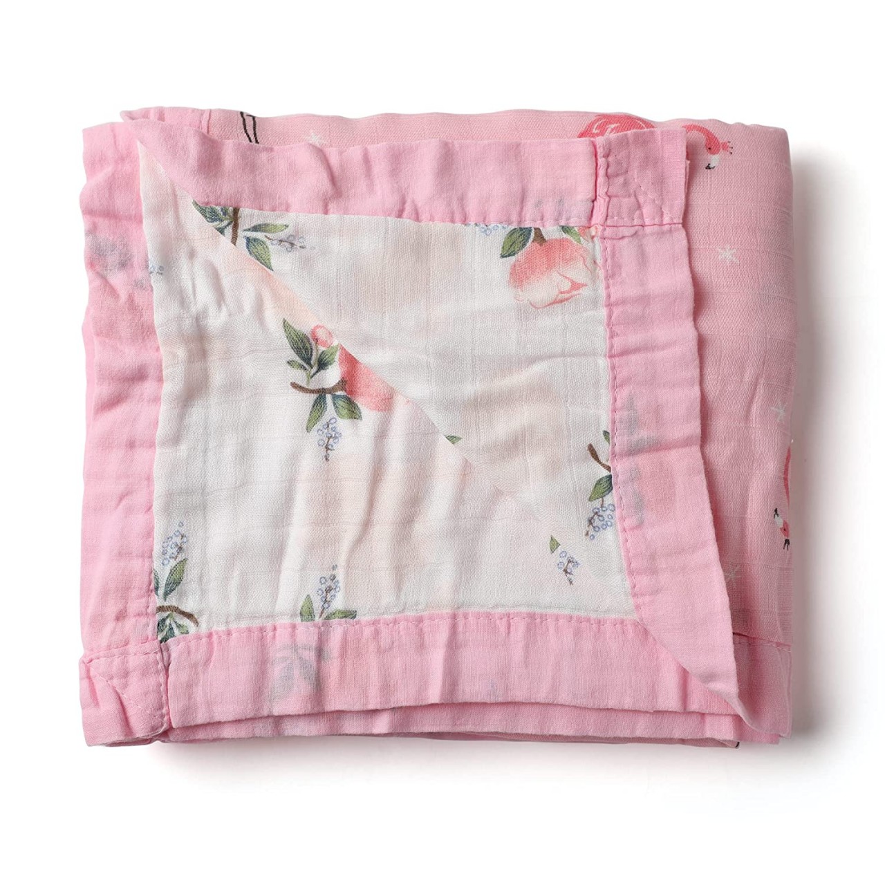 Organic Bamboo Baby Blanket | Rose-Flamingo Print